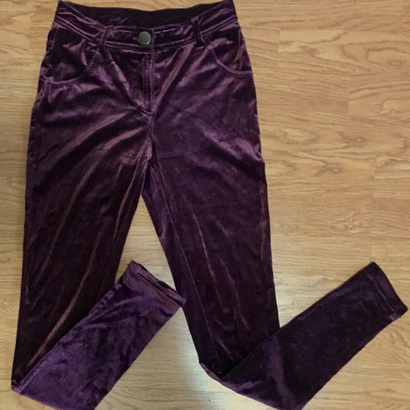 H&M Pants - SALE! Maroon Velvet Leggings (zipper and button)